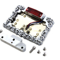 33-0387 - Chrome Tail Lamp and License Plate Holder Skull Style by Wyatt Gatling