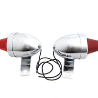33-1705 - Torpedo Bullet Lamp Set Chrome with Brackets by V-Twin