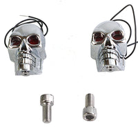 33-2146 - 2 Chrome Skull Marker Lamp by Wyatt Gatling
