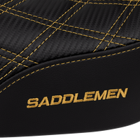 SADDLEMEN Pro Series SDC Performance Seat - Carbon Fiber/Lumbar Gripper - Gold Stitch - Dyna '06-'17 SC80604GOL