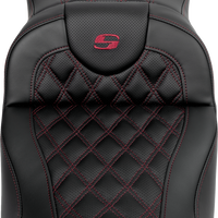 SADDLEMEN Roadsofa™ Extended Reach Seat - Lattice Stitch - Wine Berry Stitch - with Backrest - FL '08-'24 808-07B-184B8