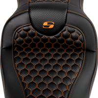 SADDLEMEN RoadSofa™ Seat - Honeycomb - Orange Stitch - without Backrest - FLH/FLT '08-'23 808-07B-18903