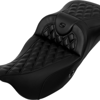 SADDLEMEN Roadsofa™ Extended Reach Seat - without Backrest - Lattice Stitch - Carbon Fiber - FL '08-'23 808-07B-207A0