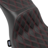DRAG SPECIALTIES SEATS Predator 2-Up Seat - Vinyl - Double Diamond - Red Stitching - FLSB/FXLRS '18-'24 4688D