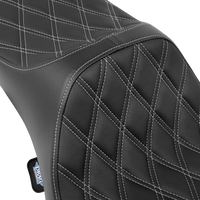 DRAG SPECIALTIES SEATS Predator III Seat - Extended Reach - Double Diamnd - Silver Stitching - FLH/FLT '08-'24 4687C
