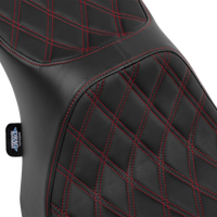 DRAG SPECIALTIES SEATS Predator III 2-Up Seat - Vinyl - Double Diamond - Red Stitching - FLT/FLH '23-'24 4690D