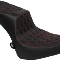 DRAG SPECIALTIES SEATS Performance Predator 2-Up Seat - Vinyl - Double Diamond - Red Thread - FL '00-'17 4689D
