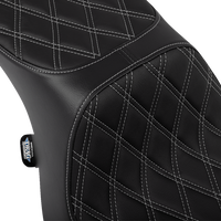 DRAG SPECIALTIES SEATS Predator 2-Up Seat - Vinyl - Double Diamond Silver Stitch - w/o Backrest - FLTR/FLHX '23-'24 4692C