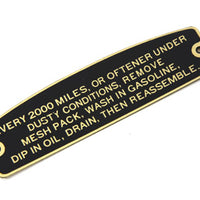 49-0643 - Air Cleaner Instruction Tag by V-Twin