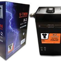 53-0915 H-2 6 Volt 22 Amp Knucklehead and Panhead Battery by V-Twin