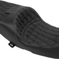 DRAG SPECIALTIES SEATS Extended Reach Freedom Seat - Vinyl - Double Diamond - Black Stitch - FLT/FLH '09-'25 4696B