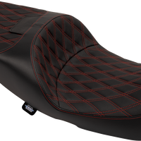 DRAG SPECIALTIES SEATS Extended Reach Freedom Seat - Vinyl - Double Diamond - Red Stitch - FLT/FLH '09-'25 4696D