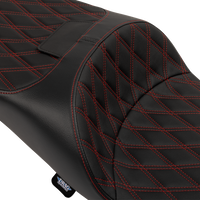 DRAG SPECIALTIES SEATS Extended Reach Freedom Seat - Vinyl - Double Diamond - Red Stitch - FLT/FLH '09-'25 4696D
