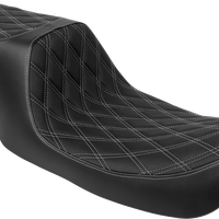 DRAG SPECIALTIES SEATS Predator 2-Up Seat - Vinyl - Double Diamond - Silver Stitching- w/o Backrest - FL '97-'07 4695C
