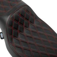 DRAG SPECIALTIES SEATS Extended Reach Predator III Seat - Double Diamond - Red Stitching - Vinyl - FLH/FLT '23-'24 4705D
