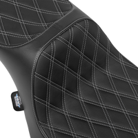 DRAG SPECIALTIES SEATS Extended Reach Predator III Seat - Double Diamond - Silver Stitching - Vinyl - FLH/FLT '23-'24 4705C