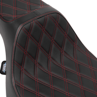 DRAG SPECIALTIES SEATS Extended Reach Predator III Seat - Vinyl - Red Double Diamond Stitch - FLT/FLH '23-'25 4706D