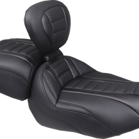 MUSTANG Deluxe Passenger Seat - Wide - Black Stitch - FLT/FLH '23-'25 88420