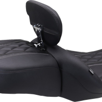 MUSTANG Deluxe One-Piece, 2-Up Seat - Diamond - Black Stitch - FLT/FLH '23-'25 89411