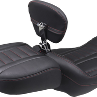 MUSTANG Deluxe Touring Solo Seat - w/ Backrest - Dark Cherry Stitch - FLT/FLH '23-'25 89401DC