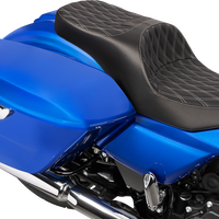 DRAG SPECIALTIES SEATS Forward Position Freedom Seat - Vinyl - Silver Double Diamond Stitch - FLH/FLT '23-'25 4715C