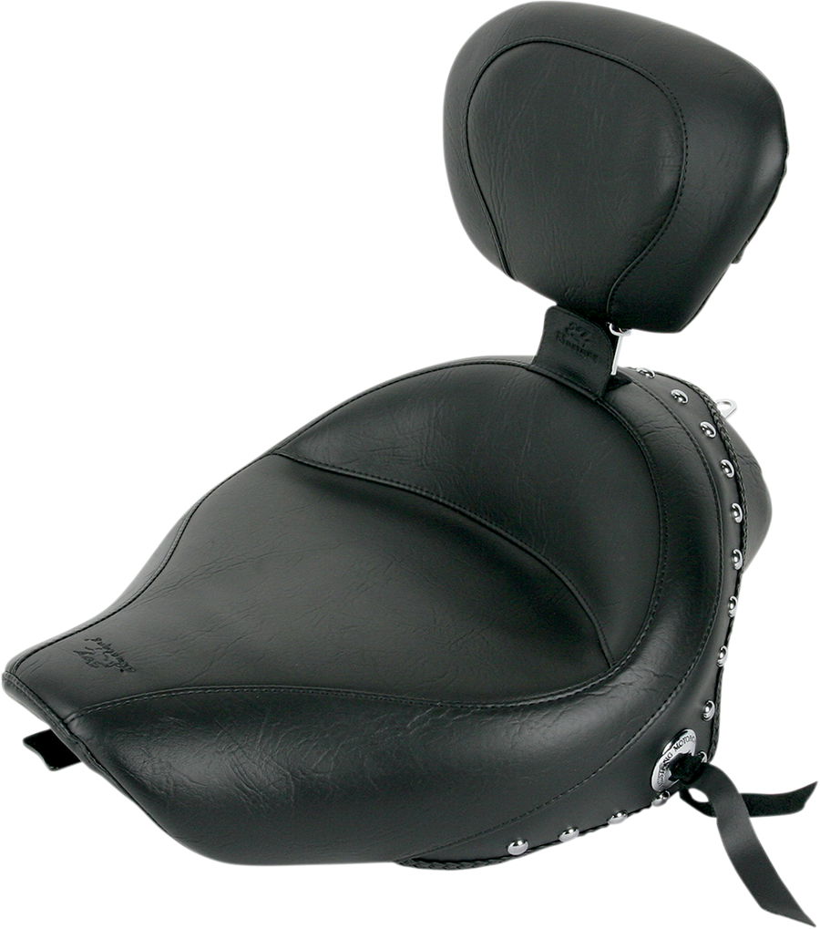 0804-0310 - MUSTANG Wide Solo Seat - With Backrest - Black - Studded W/Concho - XL '04-'20 79439