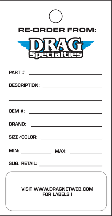 DRAG SPECIALTIES Inventory Re-Order Tags 9904-0425