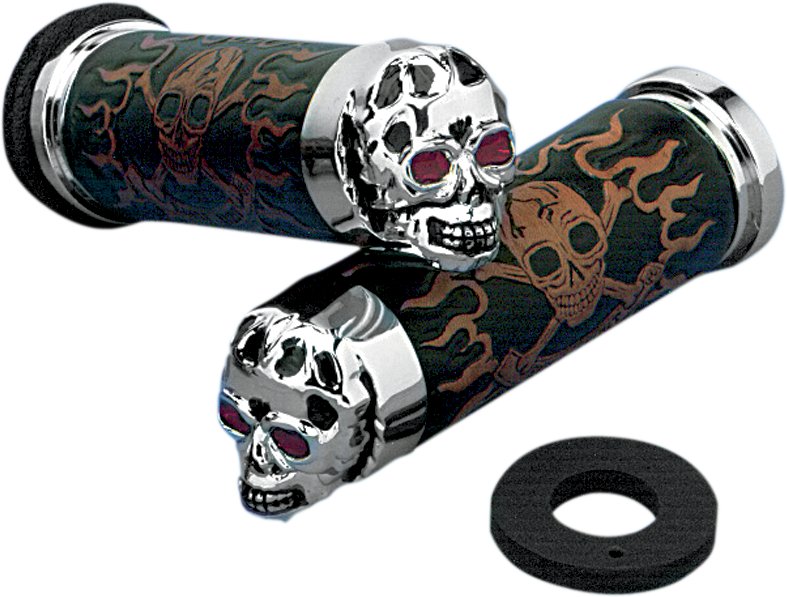 DS-243256 - DS-243256 - DRAG SPECIALTIES Grips - Skull Grips - Red
