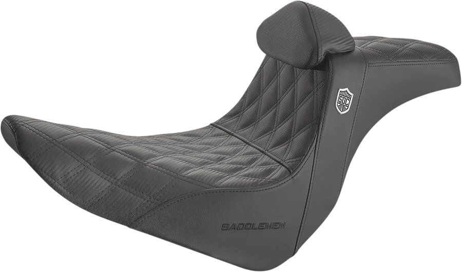 0802-1435 - SADDLEMEN Seat - Pro Series SDC Performance With Backrest - Full Lattice Stitch/Lumbar Gripper - Black SC81829DBRT