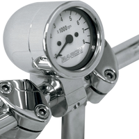 2211-0048 - BARON 3" Bullet Electronic Tachometer Fits 1" Bar - Chrome - White Face - 3.5" L x 2.875" D BA-7570-00