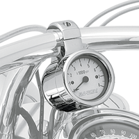 2211-0050 - BARON 3" Bullet Electronic Tachometer Fits 1-1/4" Bar - Chrome - White Face - 3.5" L x 2.875" D BA-7571U