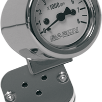 2211-0059 - BARON Mini-Bullet Electronic Tachometer with 1" Bar Mount - Chrome - White Face - 3-3/8" L x 2-5/16" D BA-7573-00