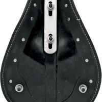 DRAG SPECIALTIES Seat - Spring Solo - Low-Profile - Small - Black Leather/White Stitching 0806-0028