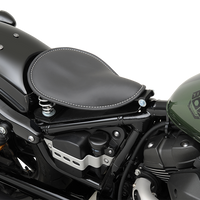 DRAG SPECIALTIES Seat - Spring Solo - Low-Profile - Small - Black Leather/White Stitching 0806-0028