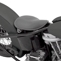 DRAG SPECIALTIES Seat - Spring Solo - Low-Profile - Small - Black Leather/White Stitching 0806-0028