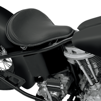 0806-0048 - DRAG SPECIALTIES Seat - Spring Solo - Large - Black Solar-Reflective Leather/White Perimeter Stitch 0806-0048