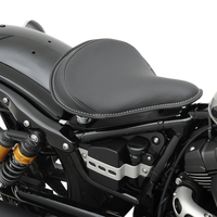 0806-0048 - DRAG SPECIALTIES Seat - Spring Solo - Large - Black Solar-Reflective Leather/White Perimeter Stitch 0806-0048