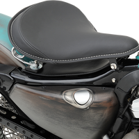 0806-0048 - DRAG SPECIALTIES Seat - Spring Solo - Large - Black Solar-Reflective Leather/White Perimeter Stitch 0806-0048