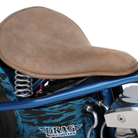 0806-0056 - DRAG SPECIALTIES Seat - Spring Solo - Low-Profile - Large - Distressed Brown Leather/Perimeter Stitch 0806-0056