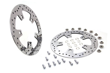 23-0079 - 11.8  Drilled Front Brake Disc Set Mirror Polished Stainless