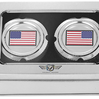 0214-2143 - FIGURATI DESIGNS Front Axle Nut Cover - Stainless Steel - Red/White/Blue Flag - Reversed FD20-FAC-SS