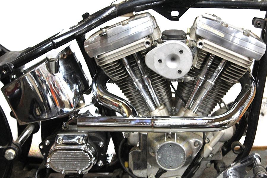 30-0574 - 2:1 Siamese Exhaust Header Set Chrome – Retrocycle, LLC