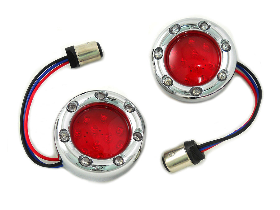 33-1337 - Chrome LED Turn Signal Bezel with Red Lens