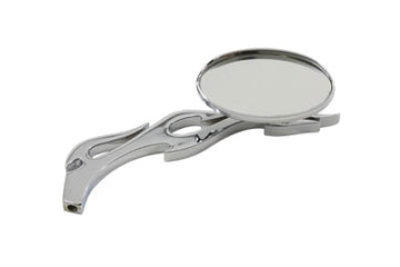34-0122 - Chrome Oval Mirror with Billet Flame Stem
