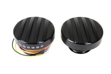38-0989 - Black LED Ribbed Style Fuel Gauge and Filler Cap Set