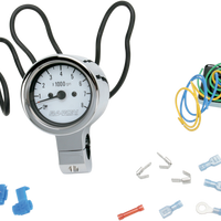 2211-0048 - BARON 3" Bullet Electronic Tachometer Fits 1" Bar - Chrome - White Face - 3.5" L x 2.875" D BA-7570-00