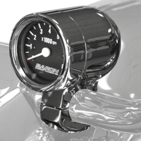 2211-0049 - BARON 3" Bullet Electronic Tachometer Fits 1" Bar - Chrome - Black Face - 3.5" L x 2.875" D BA-7570-01