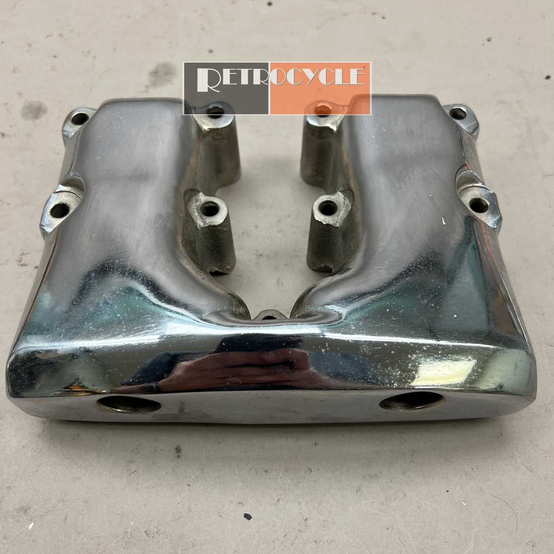 17517-77B Chrome Shovelhead Rocker Box Cover Front - Used