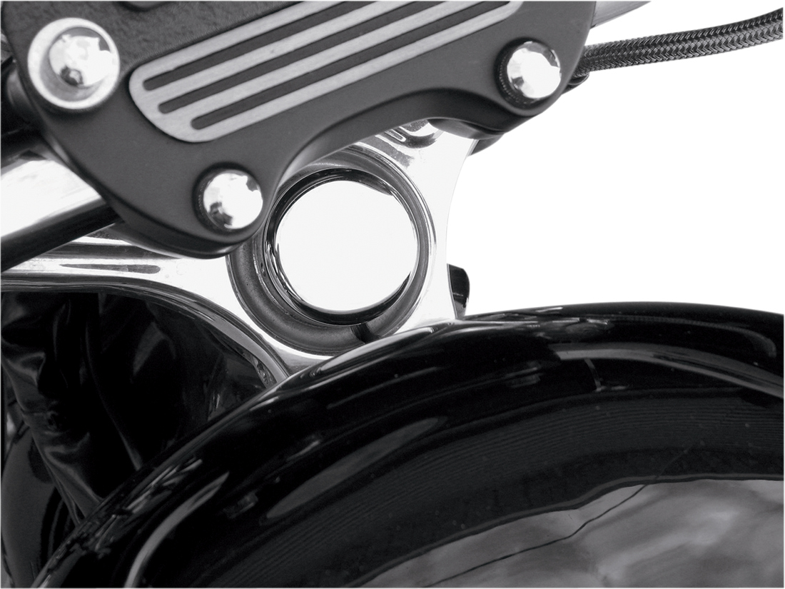 0410-0100 - DRAG SPECIALTIES Steering Stem Bolt Cover - Chrome - '99-'17 FXD | '87-'09 XL C23-0227
