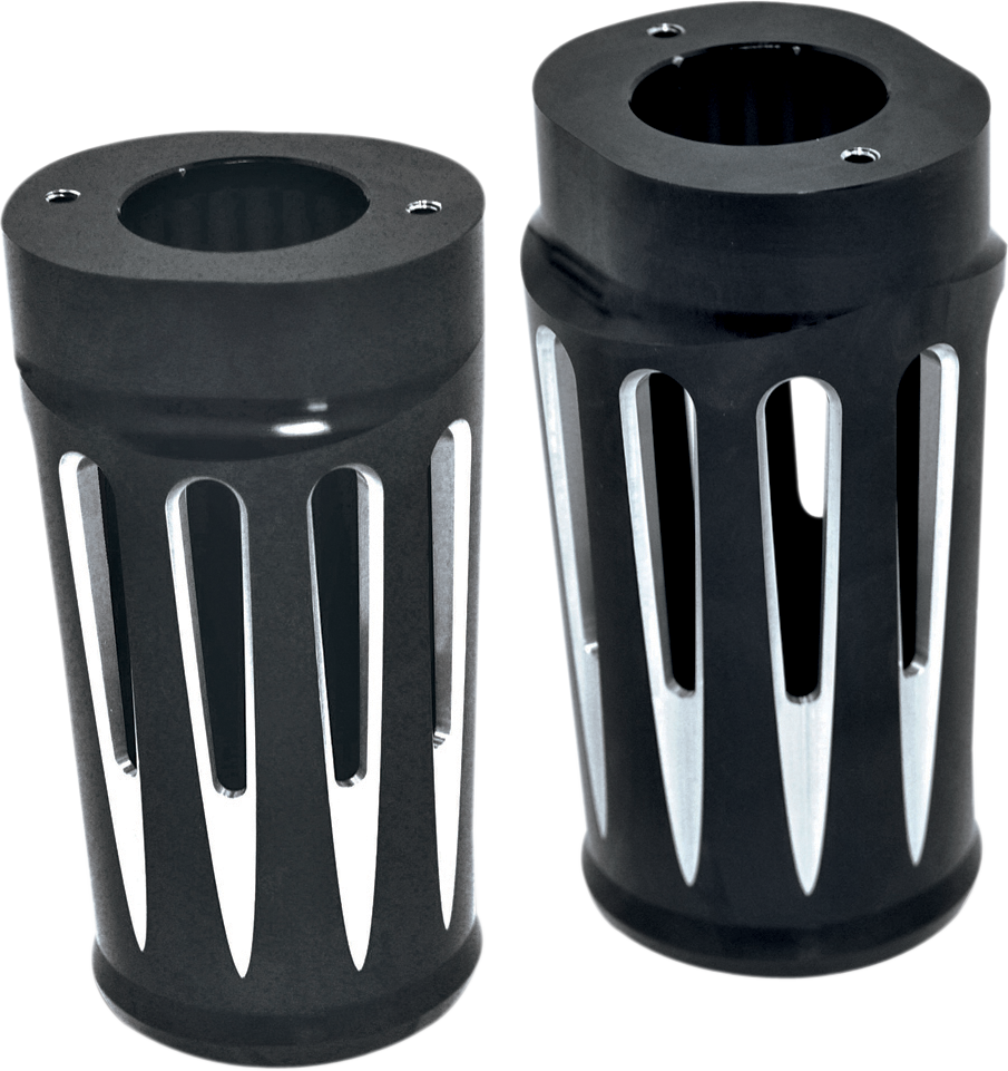 0411-0015 - ARLEN NESS Deep Cut Fork Boot Covers - Black Anodized - FLHTD 20-014